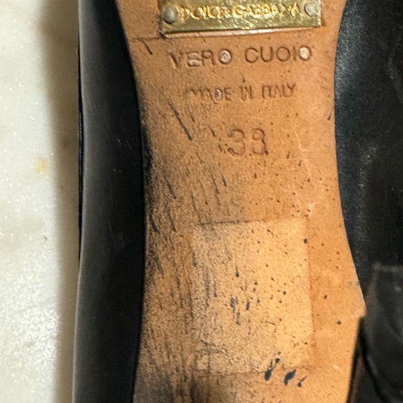 DOCE & GABBANA - AUTHENTIC — Peep Toe Pumps with Buckle Strap Heels - SIZE: 38 - Picture 14 of 16